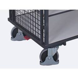 ESD-Schrankwagen, Stahl/Spanplatte, Graphitgrau/ Lichtgrau, 5 Etagen, 1045 x 685 mm, Dach und Doppelflügeltür, abschliessbar, EasySTOP, bis 500 kg