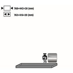 Fachboden Standard für asecos Sicherheitsschränke der UB90 Serie, Edelstahl 1.4301, B 768 x T 422 x H 20 mm, bis 30 kg