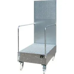 Bauer® Auffangwanne aus Stahl mit Lochplatte, verfahrbar, 2x 200 l, HxBxT 2.015 x 1.280 x 800 mm, feuerverzinkt