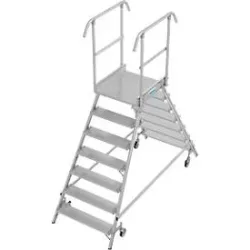 Fahrbare Podestleiter Krause Stabilo Professional, beidseitig begehbar, 2x7 Stufen, 600 x 700 mm Plattform, 3700 mm Arbeitshöhe