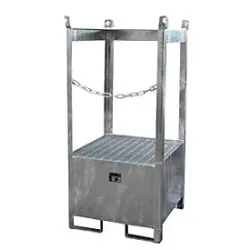 Bauer® Lager-/Transportpalette auf Auffangwanne, HxBxT 1.590 x 760 x 760 mm, offen, feuerverzinkt
