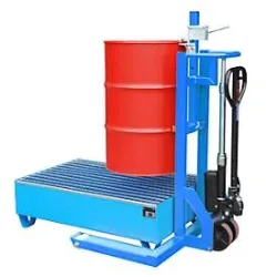 Fassheberoller BAUER FHR 600 G, Stahl, für Fässer bis 220 l, B 1125 x T 1000 x H 1330 mm, blau