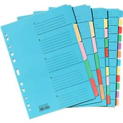 Farbiges Kartonregister, einzeln, für DIN A4,12 Fächer
