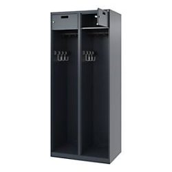 Feuerwehrspind C+P Evolo PRAKTUS, 2 Abteile, mit Sockel, Bodengleiter, B 800 x T 500 x H 1850 mm, RAL 7016 Anthrazitgrau