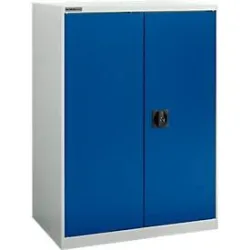 Flügeltürenschrank Schäfer Shop Select MS-i 12408, Stahlblech, B 800 x T 400 x H 1215 mm, 3 OH, Lichtgrau/Enzianblau, bis 150 kg