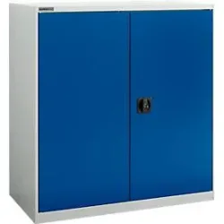 Flügeltürenschrank Schäfer Shop Select MS-i 12409, Stahlblech, B 950 x T 400 x H 1215 mm, 3 OH, Lichtgrau/Enzianblau, bis 150 kg