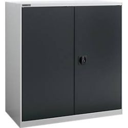 Flügeltürenschrank Schäfer Shop Select MS-i 12409, Stahlblech, B 950 x T 400 x H 1215 mm, 3 OH, Weissaluminium/Anthrazitgrau, bis 150 kg
