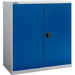 Flügeltürenschrank Schäfer Shop Select MS-i 12409, Stahlblech, B 950 x T 400 x H 1215 mm, 3 OH, Weissaluminium/Enzianblau, bis 150 kg