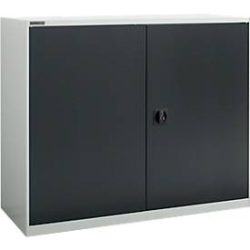 Flügeltürenschrank Schäfer Shop Select MS-i 12412, Stahlblech, B 1200 x T 400 x H 1215 mm, 3 OH, Lichtgrau/Anthrazitgrau, bis 150 kg