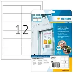 Folienetiketten HERMA 4574, selbstklebend, wiederablösbar, wetterfest, bedruckbar, B 97 x H 42,3 mm, weiss, 240 Stück/20 Blatt