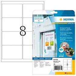 Folienetiketten HERMA 4575, selbstklebend, wiederablösbar, wetterfest, bedruckbar, B 99,1 x H 67,7 mm, weiss, 160 Stück/20 Blatt