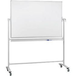 Franken Mobile Drehtafel, 360° schwenkbar, beidseitig beschreibbar, mit Stativ und Rollen, B 1500 x H 1000 mm, lackiert weiss