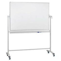 Franken Mobile Drehtafel, 360° schwenkbar, beidseitig beschreibbar, mit Stativ und Rollen, B 2200 x H 1200 mm, lackiert weiss