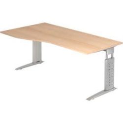 Hammerbacher Schreibtisch US18 Eiche, Silber 1.800 x 800 x 680 x 680 - 860 mm