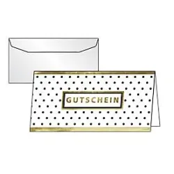 Gutscheinkarte Sigel ?Golden Glimmer?, Format DIN lang, 210 x 105 mm, Innentext, mit transparenten Umschlägen, Glanzkarton mit Goldprägung, 10 Stück