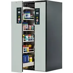 Gefahrstoffschrank Asecos V-LINE, Typ 90, 2 Vertikalauszügen, Anthrazitgrau/Lichtgrau