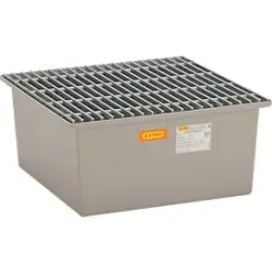 CEMO Auffangwanne aus GFK, HxBxT 400 x 850 x 850 mm, Gitterrost aus GFK