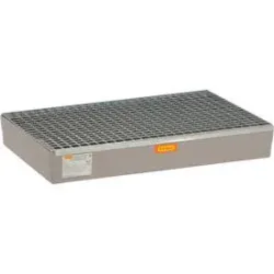 GFK-Paletten-Auffangwanne 150 CEMO, für Euro-Paletten, B 1200 x T x 800 x H 190 mm, mit verzinktem Gitterrost