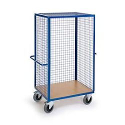 Gitter-Regalwagen, 1385 x 820 x 1800 mm, 1 Längswand offen