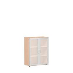 Glastürenschrank ALICANTE, 3 Ordnerhöhen, B 800 x T 420 x H 1104 mm, Buche-Dekor