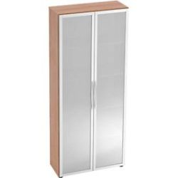 Aktenschrank Office Silber/Transparent/Braun Holz/Glas/Metall 80 cm 34.9 cm 188 cm - Farbe: silber, semi transparent, natur - Material: Holzwerkstoff,