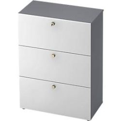 Hängeregistraturschrank TOPAS LINE, 3 Ordnerhöhen, mit Vollauszug, graphit/weiss