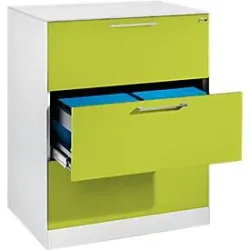 Hängeregistraturschrank ASISTO C 3000, 3 Schubladen, 2-bahnig, B 800 mm, weiss/virdingrün
