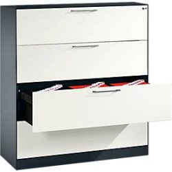 Hängeregistraturschrank ASISTO C 3000, 4 Schubladen, 3-bahnig, B 1200 mm, anthrazit/weiss