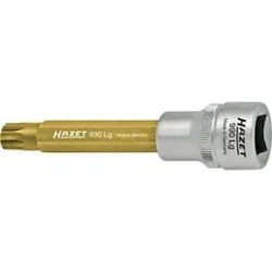 HAZET Steckschlüsseleinsatz 990-10, Innen-Vielzahn M10, 1/2 Zoll, L 53 mm, TiN-beschichtet, Spezialstahl