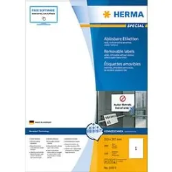 HERMA -  Etiketten SPECIAL 210x297mm 10315 weiss,non-perm. 100St./100Bl., One Size