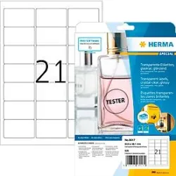 HERMA Folienetiketten 63,5x38,1mm 8017 transparent 525 St./25 Blatt
