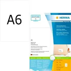 Herma Premium-Adressetiketten Nr. 8689, 105 x 148 mm, selbstklebend, permanenthaftend, bedruckbar, Papier, weiss, 800 Stück auf 800 Blatt