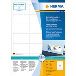 HERMA Etiketten SPECIAL 63.5x38.1mm 10301 weiss,non-perm. 2100St./100Bl.