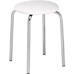 Hocker, stapelbar, 4-Fuss-Gestell, Kunstleder-Bezug, H 440 mm, weiss