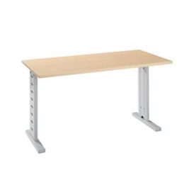 Home Office Schreibtisch IQ, Rechteck, C-Fuss, B 1300 x T 650 x H 735 mm, Ahorn/weissaluminium RAL 9006