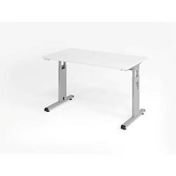 Hammerbacher Höhenverstellbarer gerader Schreibtisch mit C-Fuß Express Q Weiß, Silber 1.200 x 672 x 685 - 810 mm