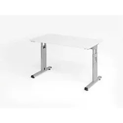 Hammerbacher Höhenverstellbarer gerader Schreibtisch mit C-Fuß Express Q Weiß, Silber 1.200 x 672 x 685 - 810 mm