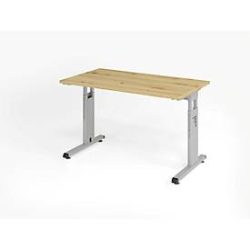 Hammerbacher Höhenverstellbarer Geradschreibtisch mit C-Fuß Express Q Eiche, Silber 1.200 x 672 x 685 - 810 mm