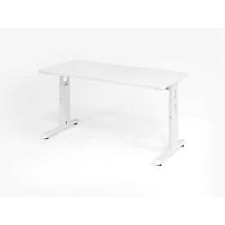 Hammerbacher Höhenverstellbarer gerader Schreibtisch mit C-Fuß Express Q Weiß 1.400 x 672 x 685 - 810 mm