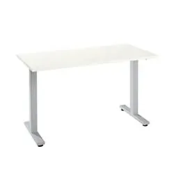Home Office Schreibtisch Start Off, Rechteck, T-Fuss, B 1300 x T 650 x H 735 mm, weiss/weissaluminium