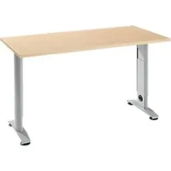 Home Office Tisch Login, C-Fuss, B 1300 x T 650 mm, Ahorn/weissalu