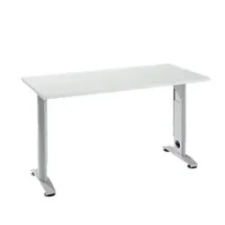Home Office Tisch Login, C-Fuss, B 1300 x T 650 mm, lichtgrau/weissalu
