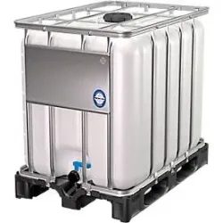 IBC Container, 600 Liter, HDPE, stapelbar, Auslaufventil, auf Kunststoffpalette, B 1200 x T 800 x H 1013 mm