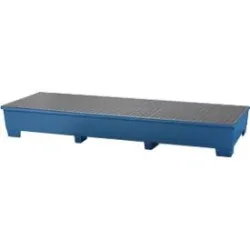IBC-Station ASECOS, Stahl, mit Gitterrost u. Staplerschuhen, 1000 l Auffangvolumen, B 3280 x T 1300 x H 420 mm, lackiert