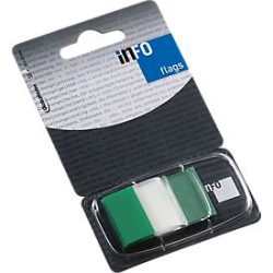 INFO Flags Haftnotizen, 25 mm x 43 mm, 50 Blatt, grün transparent