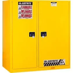Justrite FM-Sicherheitsschrank Double-Duty Vertical Drum Sure-Grip® EX, bis 435 Liter, selbstschliessende Türen, gelb