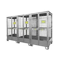 Justrite Gasflaschenlager, verzinkt, abschliessbar, bis 27/36 Gasflaschen, B 2100 x H 3500 x T 960 mm, 300 kg, stahlgrau
