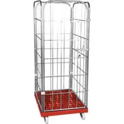 Kunststoff-Rollplatte mit 2 Seitengittern, 1 Rückwand, 1 Vorderwand, feuerrot RAL 3000