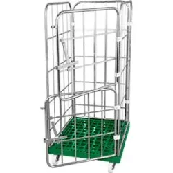 Kunststoffrollplatte, 2 Seitengittern, 1 Rückwand, 2 halbe Vorderwände, grün RAL6024