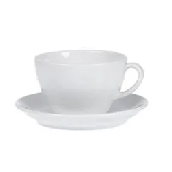 Kaffeetassen-Set BISTRO, 6 Tassen & Untertassen, jeweils 0,2 l, H 65 mm, Porzellan, weiss